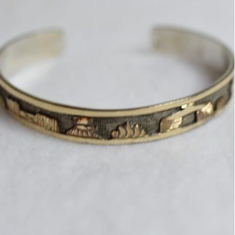 Vintage 12K GF/Sterling Silver Lloyd Becenti Jr BCT Story Teller 7" Bracelet